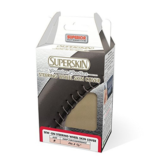 Superior 58-0600T Superskin Steering Wheel Cover, Genuine Leather, Size "B", Tan