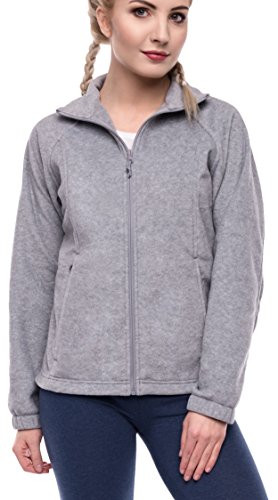 Women s Full Zip Polar Sport Fall Winter Spring Fleece Jacket Light Grey XL