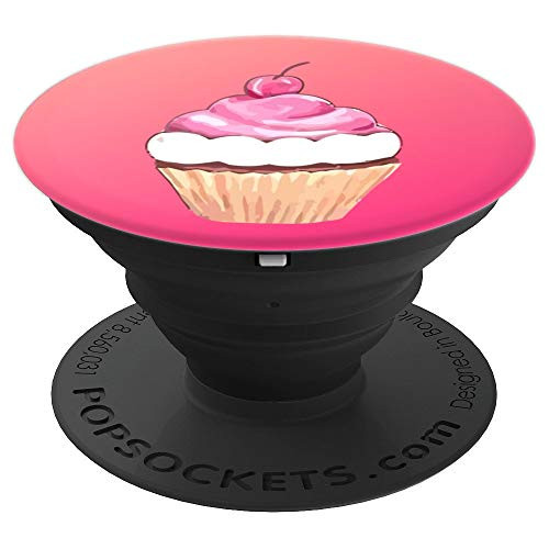 Cupcake with Cherry on Top  Pink Phone Socket PopSockets Grip and Stand for Phones and Tablets