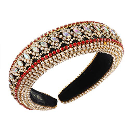 ELEARD Padded Rhinestone Headbands Sparkly Multicolored Bejewelled Headband Full Baroque Crystal Embellished Hairband Beaded Wide Velvet Hair Hoop Accessory for Women Wedding Party Gifts ELEARD Padded Rhinestone Headbands Sparkly Multicolored Bejewelled Headband Full Baroque Crystal Embellished Hairband Beaded Wide Velvet Hair Hoop Accessory for Women Wedding Party Gifts