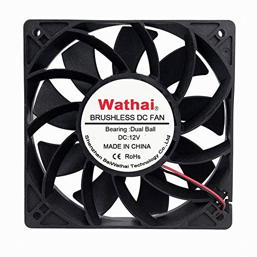 Wathai 120mm x 25mm 12V High Air Pressure Fan Dual Ball High Speed DC Brushless Cooling Fan