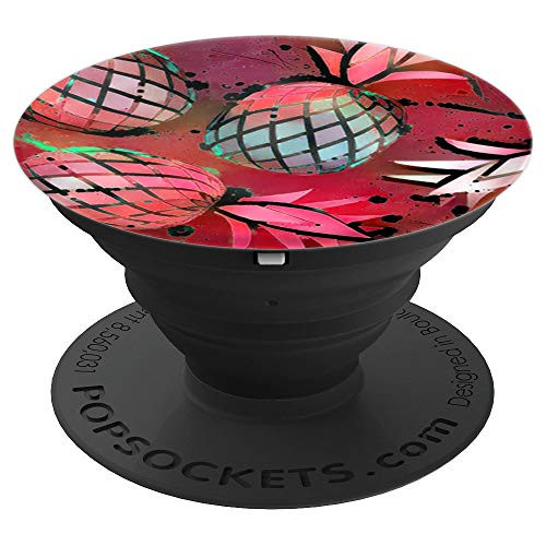 Pineapple Artistic On Red Watercolor Paint Design PopSockets Grip and Stand for Phones and Tablets