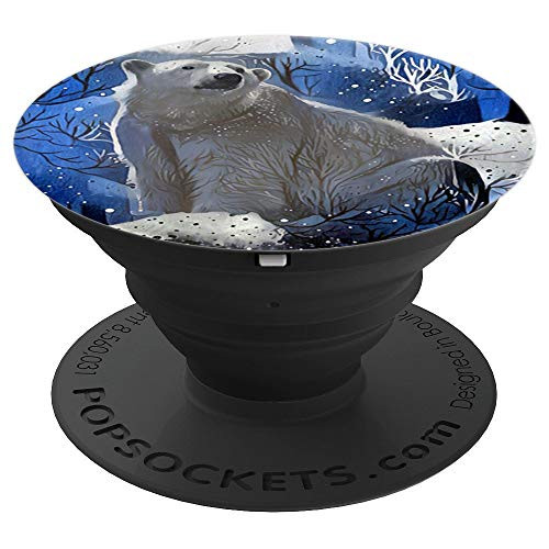 Polar Bear Grip On Colorful Snowy Winter Paint Design PopSockets Grip and Stand for Phones and Tablets