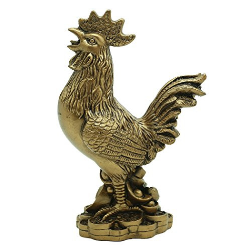 Brass Statu Chinese Fengshui Handmade Resin Cock Statue Wealth Lucky Figurine Home Decor Gift