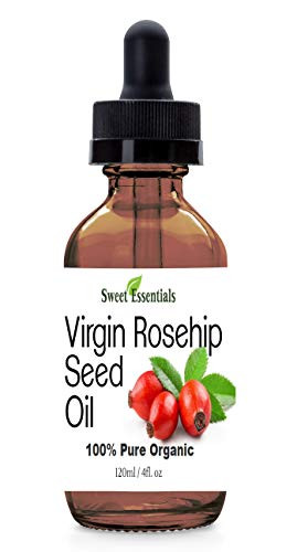 Organic Unrefined Virgin Rosehip Oil   4oz Glass Bottle   Imported From Chile   100 Pure   Cold Pressed   Unrefined BEST for Face   Skin   HEALS Dry Skin  Fine Lines  Acne Scars  Sun Damage   More