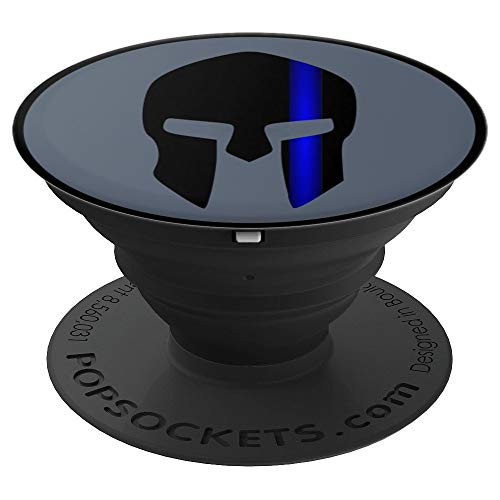 Support the Police Spartan Warrior Helmet Thin Blue Line PopSockets Grip and Stand for Phones and Tablets