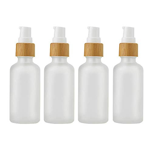 4 Pieces Frosted Glass Lotion Bottle Travel Pump Bottles Cosmetic Cream Container Dispenser Bottle For Lotion Liquid Essential Oil Blends  50ml 1 7oz