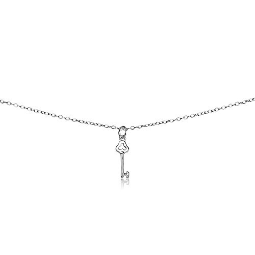 GemStar USA Sterling Silver Polished Key Dainty Choker Necklace GemStar USA Sterling Silver Polished Key Dainty Choker Necklace