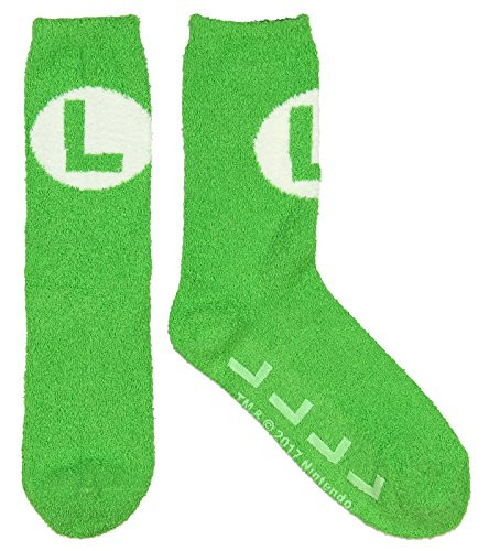 Nintendo Super Mario Luigi Logo Cozy Adult Crew Socks