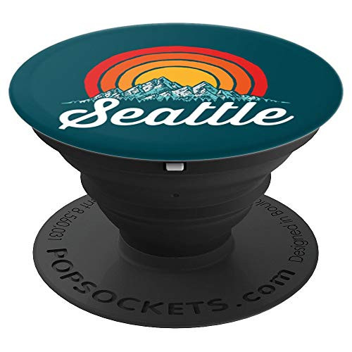 Retro Seattle Mountains Vintage Style Outdoors Design PopSockets Grip and Stand for Phones and Tablets