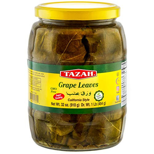 Tazah Premium Grape Leaves California Style 32 Ounce Glass Jar Tazah Premium Grape Leaves California Style 32 Ounce Glass Jar