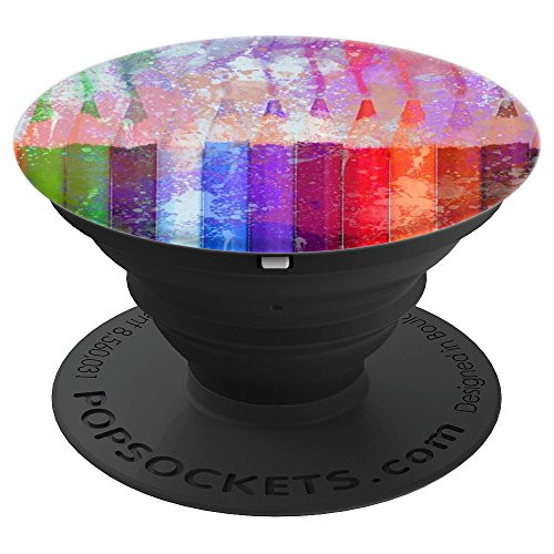 Teacher Design Rainbow Crayons Paint Splash Gift PopSockets Grip and Stand for Phones and Tablets