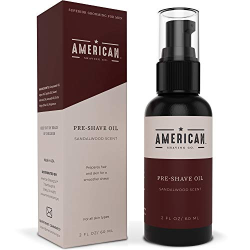 American Shaving Pre Shave Oil For Men  2oz    Sandalwood Barbershop Scent   100 Natural Handcrafted Blend w Argan   Jojoba   Best Men s Shaving Oil for Effortless Irritation Free Shaving
