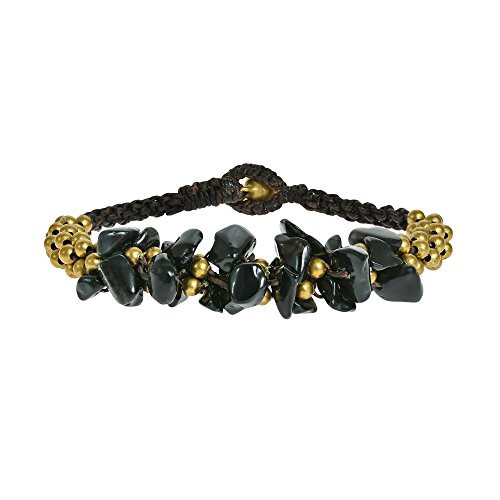 AeraVida Reconstructed Agate Brass Cluster Boho Jingle Bell Bracelet AeraVida Reconstructed Agate Brass Cluster Boho Jingle Bell Bracelet