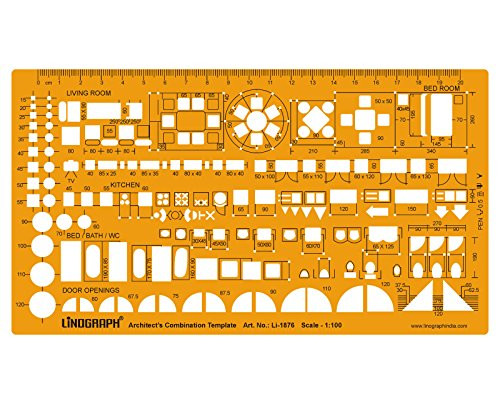 Metric 1 100 Scale Architect Design Drawing Template Stencil  Furniture Layout Symbols for House Interior Planning