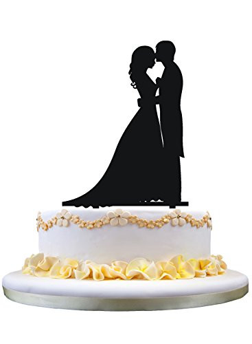 Wedding Cake Topper - Bride and Groom Cake Topper, Silhouette of Groom Kissing Bride, Perfect for Wedding Engagement Anniversary Party Decor