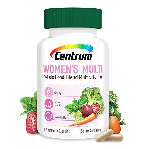 Centrum Whole Food Multivitamin for Women with Vitamin C Vitamin D Zinc Non GMO Vegetarian Gluten Free Supplement 30 Day Supply 60 Capsules Centrum Whole Food Multivitamin for Women with Vitamin C Vitamin D Zinc Non GMO Vegetarian Gluten Free Supplement 30 Day Supply 60 Capsules
