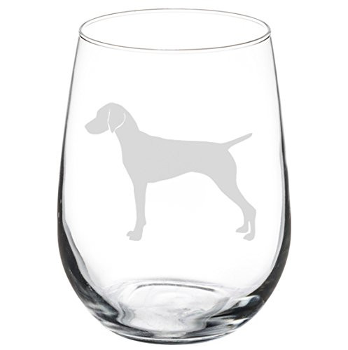 Wine Glass Goblet Vizsla  17 oz Stemless
