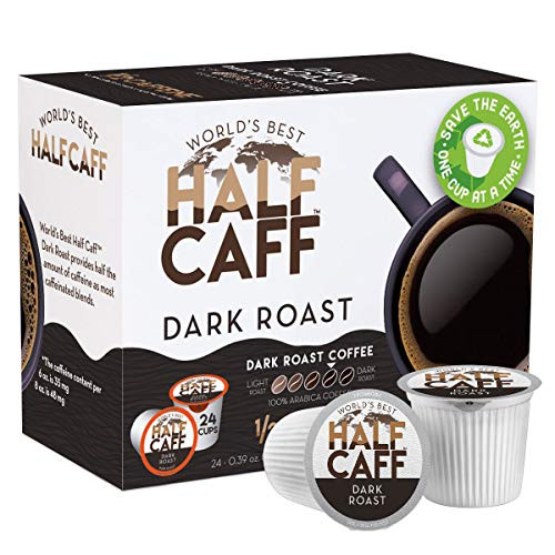 World s Best Half Caff Dark Roast Coffee 24ct  Recyclable Single Serve Dark Roast Coffee Pods   100 Arabica Coffee California Roasted  Keurig Dark Roast K Cups Compatible Including 2 0