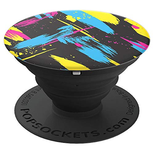 Maude   Bright paint strokes on black PopSockets Grip and Stand for Phones and Tablets