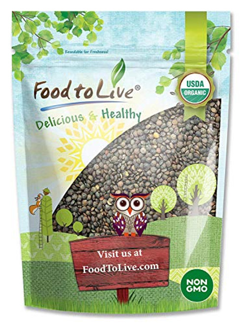Organic French Green Lentils by Food to Live Whole Dry Beans Non GMO Kosher Raw Sproutable Bulk 1 Pound Organic French Green Lentils by Food to Live Whole Dry Beans Non GMO Kosher Raw Sproutable Bulk 1 Pound