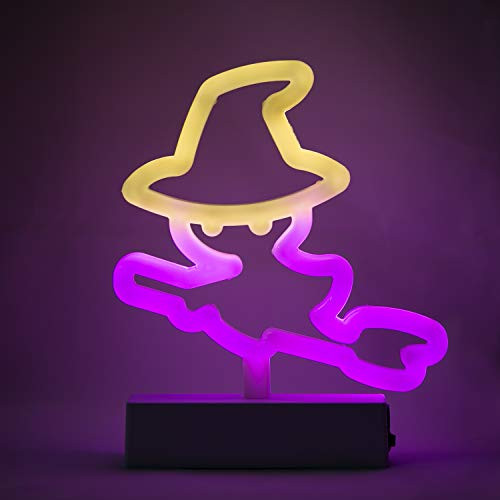 YR Halloween Decorations LED Neon Sign Light  Indoor Night Table Lamp with Battery or USB Powered for Party  Living Room  Family Room  Kids Room  Home Décor  Witch
