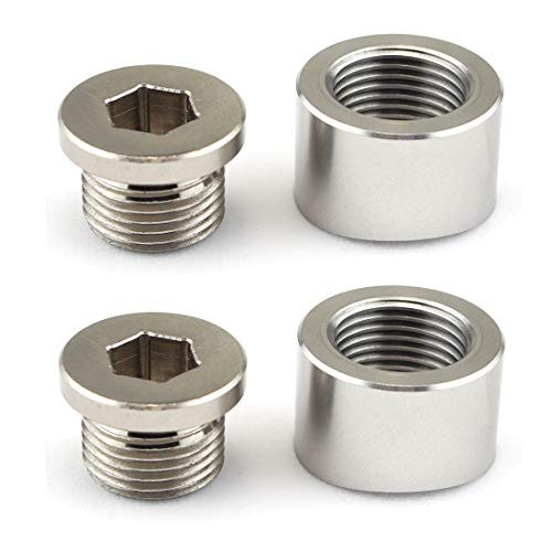 M18X1 5 O2 Oxygen Sensor Bung Stepped Notched Style Mounting Bung And Plugs  1 Bungs 1 Plugs  Fittings Weld Bung  2 SETS