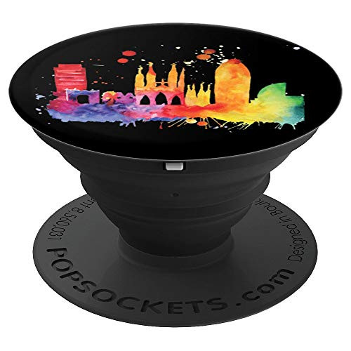 Barcelona Spain Watercolor Paint Splash Art Souvenir Gift PopSockets Grip and Stand for Phones and Tablets