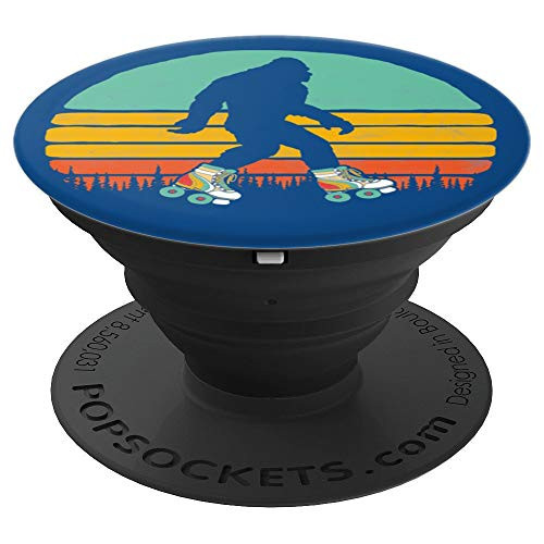 Retro Bigfoot Roller Skating Sasquatch 80s Skater Graphic PopSockets Grip and Stand for Phones and Tablets