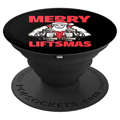 Merry Liftsmas   Christmas Bodybuilder Weightlifter PopSockets Grip and Stand for Phones and Tablets