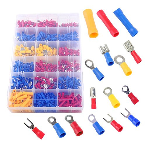 Soosee 1200Pcs Insulated Wiring Terminals Wire Connectors Assortment Electrical Crimp Terminals Kit