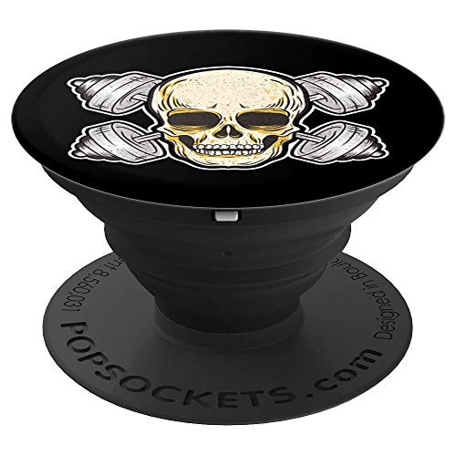 Skull   Weights Fit Edgy Weightlifting Dumbbell Workout Gym PopSockets Grip and Stand for Phones and Tablets