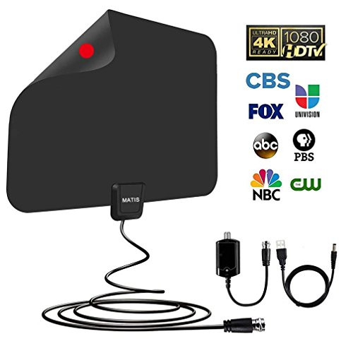 TV Antenna,Amplified HD Digital TV Antenna with Long 60-80 Miles Range-Support 4K 1080P HD VHF UHF & All TVs with Detachable Amplifier Signal Booster and 13.5ft Coaxial Cable