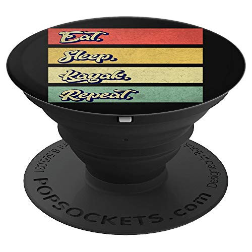 Eat Sleep Kayak Repeat Funny Kayaking Retro Vintage PopSockets Grip and Stand for Phones and Tablets