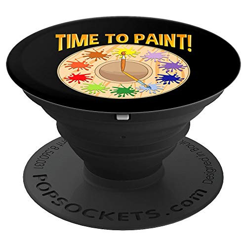 Painter Clock Painting Pallet Time To Paint PopSockets Grip and Stand for Phones and Tablets