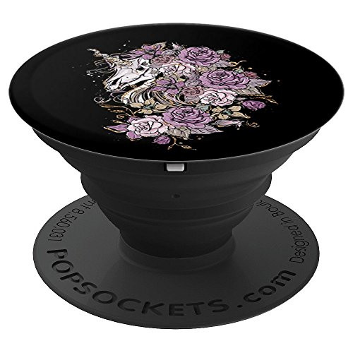 Gothic Unicorn Skull Purple Flower Floral Punk Girl Goth PopSockets Grip and Stand for Phones and Tablets