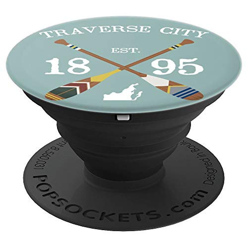 Paddle Traverse City  Michigan Lake Lifestyle Painted Oars PopSockets Grip and Stand for Phones and Tablets