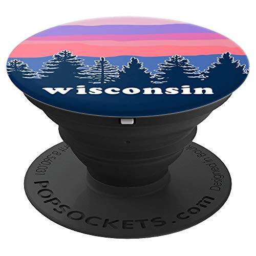 Northern Wisconsin Pine Tree Sunset PopSockets Grip and Stand for Phones and Tablets