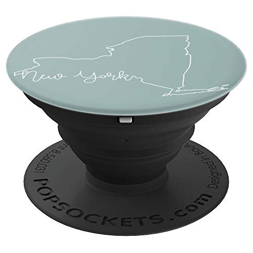 New York Cursive State Outline PopSockets Grip and Stand for Phones and Tablets