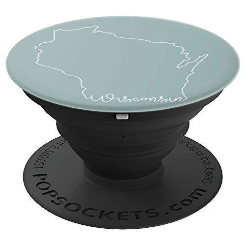 Wisconsin Cursive State Outline PopSockets Grip and Stand for Phones and Tablets