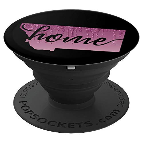 Montana Home State Map Rose Color Paint Drip Gift PopSockets Grip and Stand for Phones and Tablets