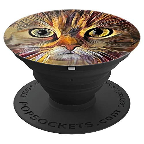 Cat Grip  Artistic Abstract Cat Colorful Paint Design PopSockets Grip and Stand for Phones and Tablets