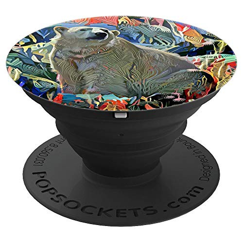 Polar Bear Pop Socket On Colorful Artistic Paint Design PopSockets Grip and Stand for Phones and Tablets
