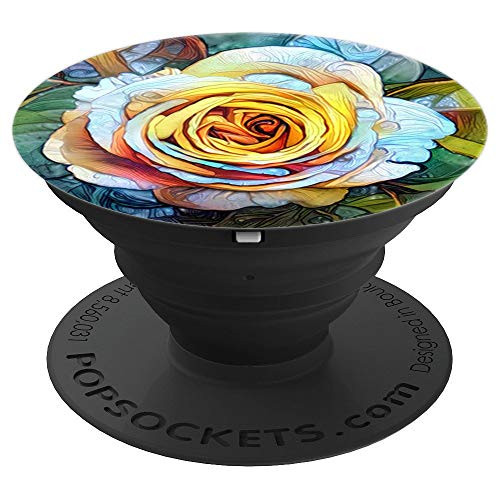 Floral Design  Artistic Rose Colorful Paint Style PopSockets Grip and Stand for Phones and Tablets