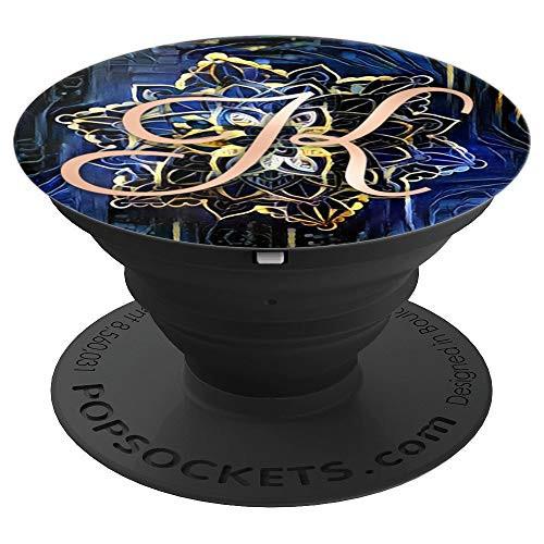Letter K On Artistic Paint Mandala Flower Design PopSockets Grip and Stand for Phones and Tablets