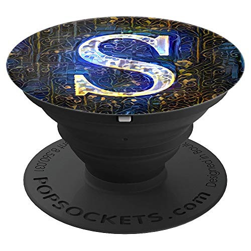 Letter S Grip  Initial On Artistic Paint Floral Design PopSockets Grip and Stand for Phones and Tablets