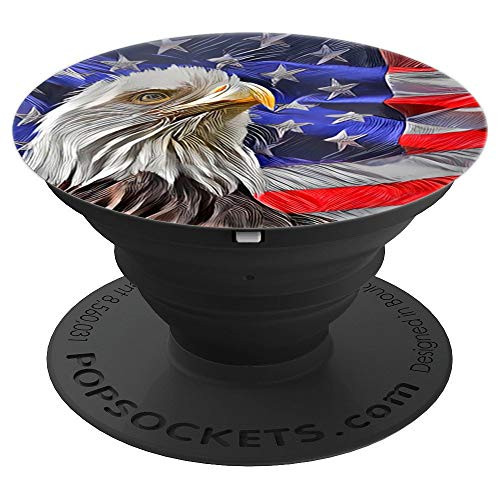 Grip Patriotic Eagle On American Flag Paint Design PopSockets Grip and Stand for Phones and Tablets