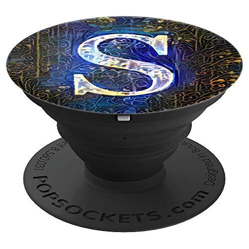 Letter S On Artistic Floral Paint Colorful Design PopSockets Grip and Stand for Phones and Tablets