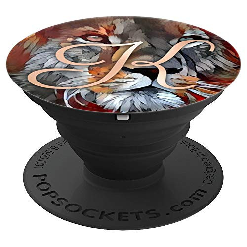 Letter K Initial On Artistic Paint Lion Design PopSockets Grip and Stand for Phones and Tablets