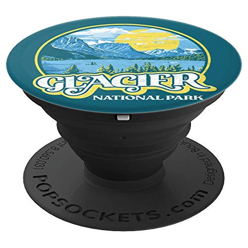 Glacier National Park Montana Retro 80 s Style Graphic PopSockets Grip and Stand for Phones and Tablets